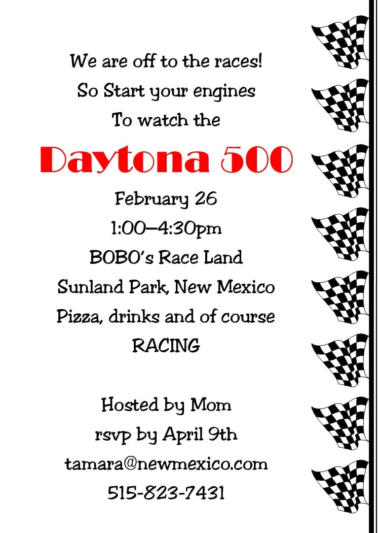 Nascar Party Invitations