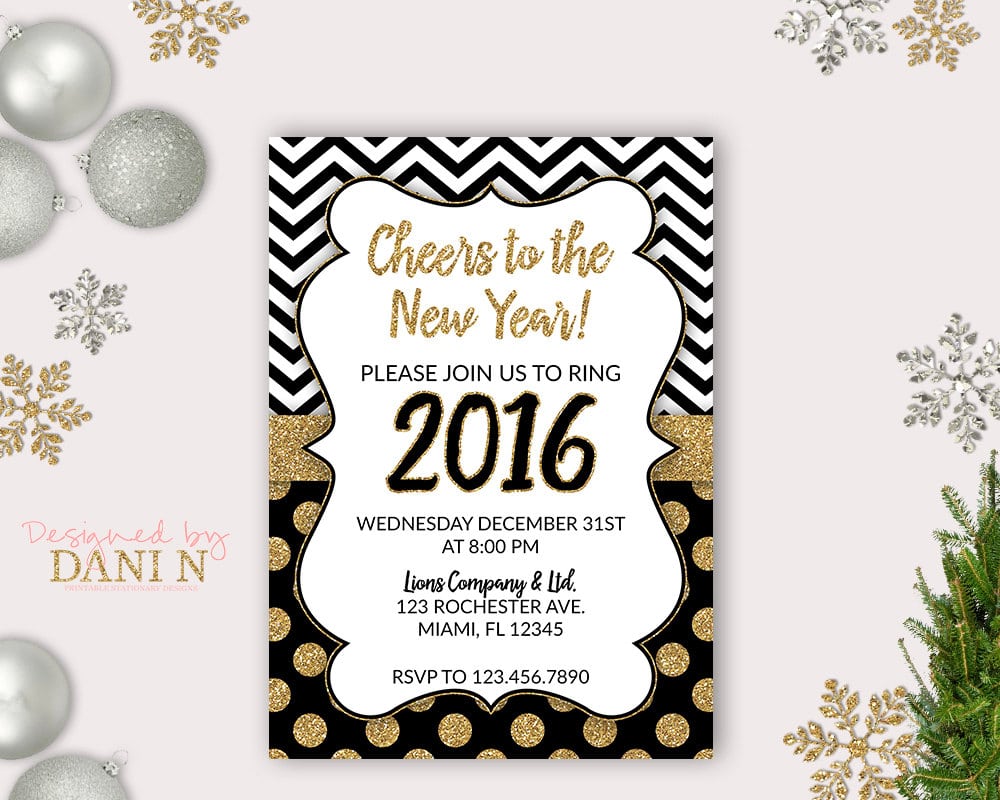 New Years Eve Party Invite 2016 Holiday Invitation Cheers