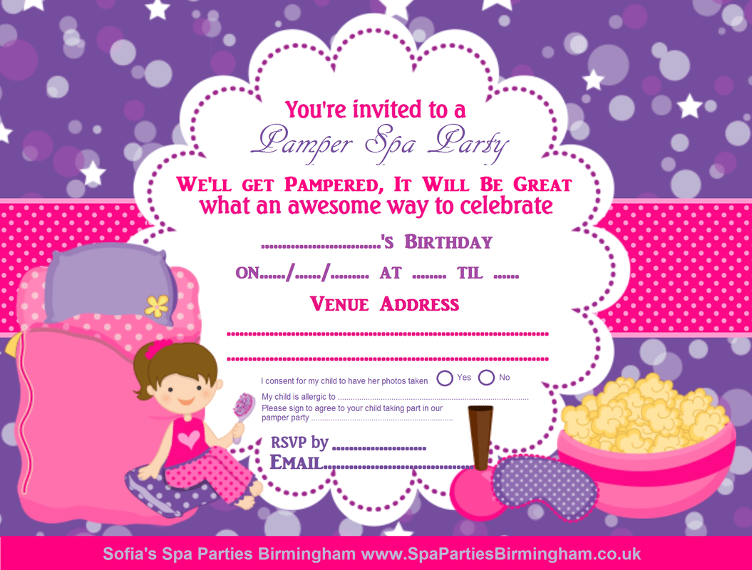 Pamper Party Invitations
