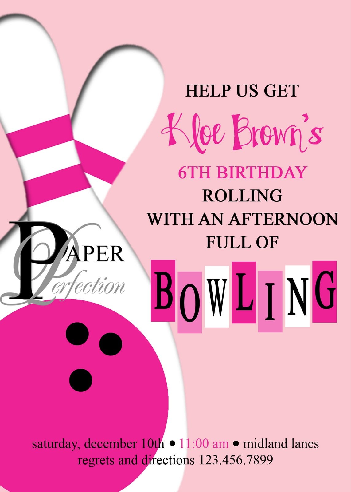 Paper Perfection  Pink Bowling Party Invite And Printables!