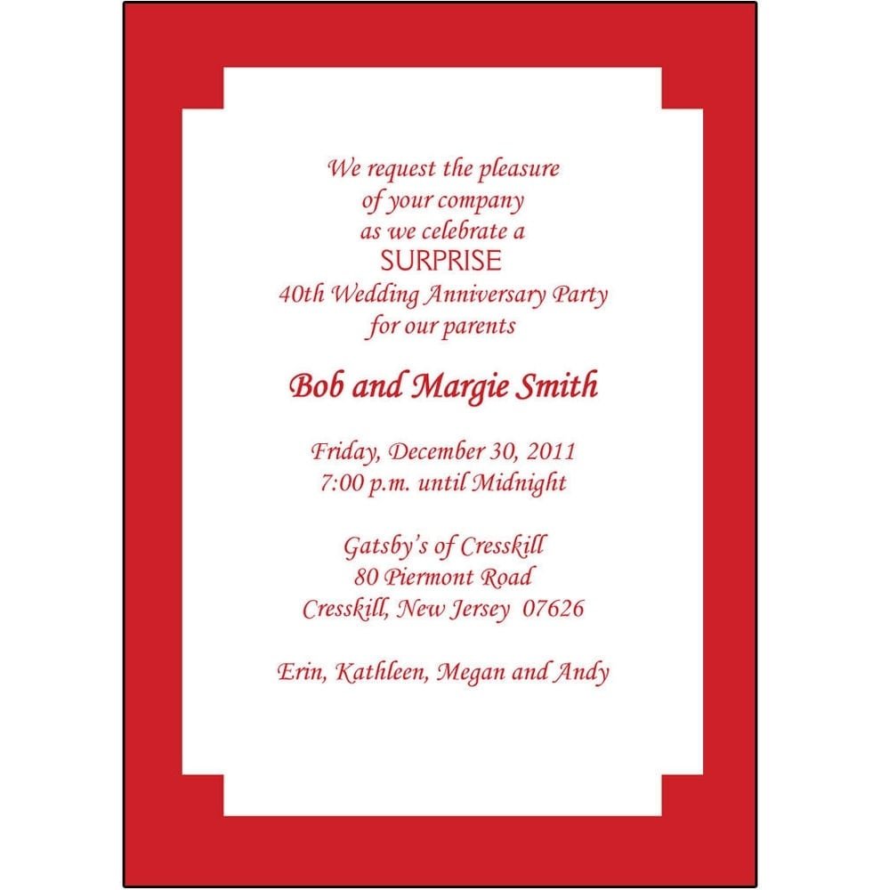 Perfect 40th Wedding Anniversary Invitations With Vintage Photo