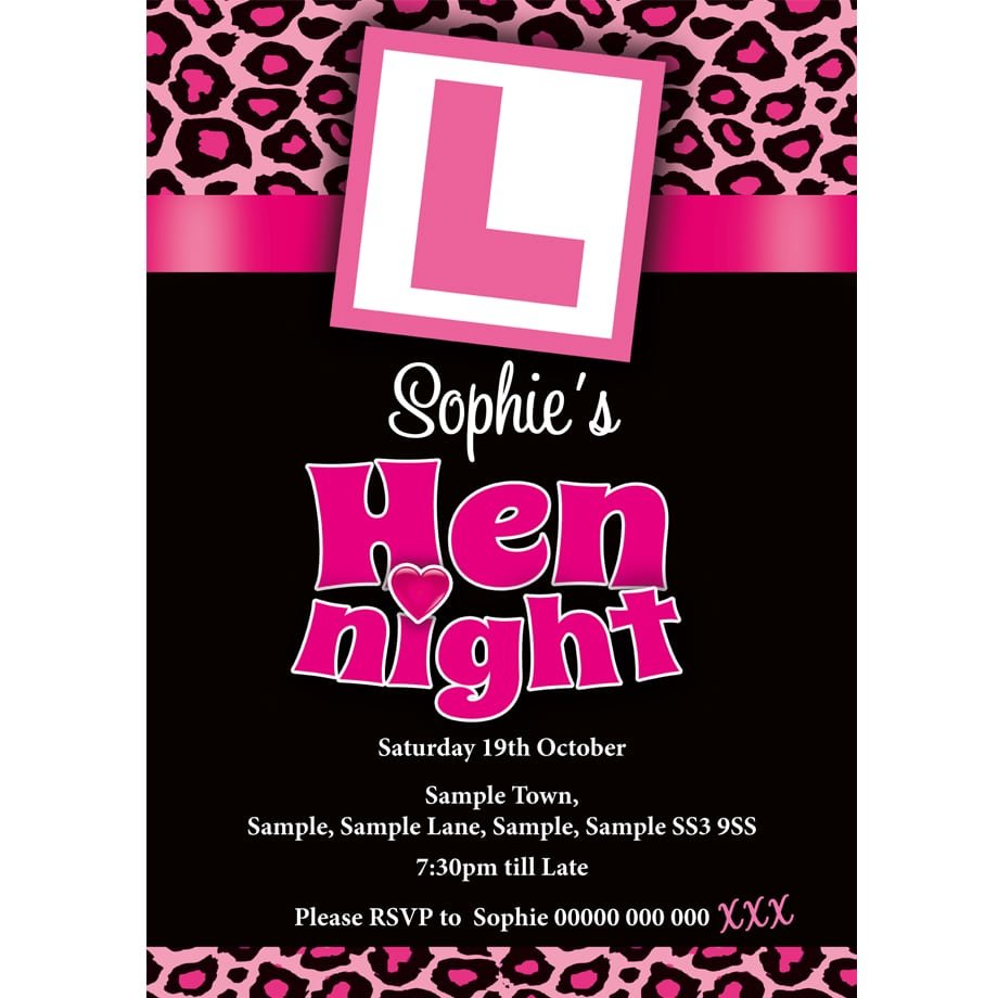 Personalised Hen Night Party Invitations With Magenta Cheetah