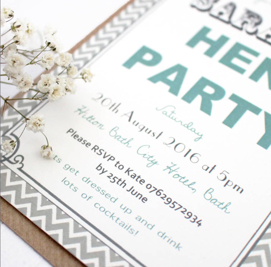 Personalised 'hen Party' Invites By Precious Little Plum