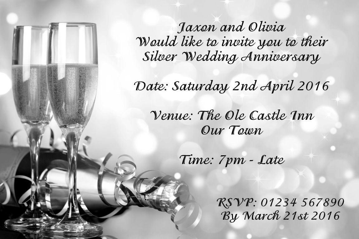 Personalised Invitations Silver Wedding Anniversary