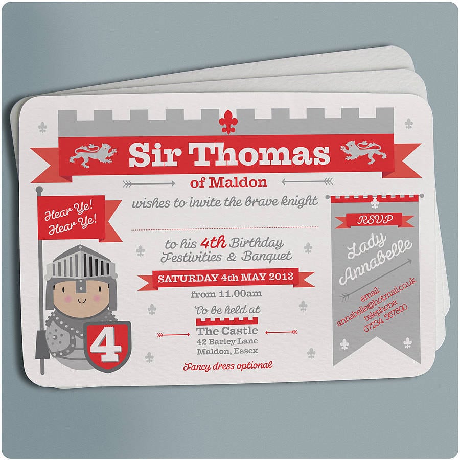 Personalised Knight Party Invitation