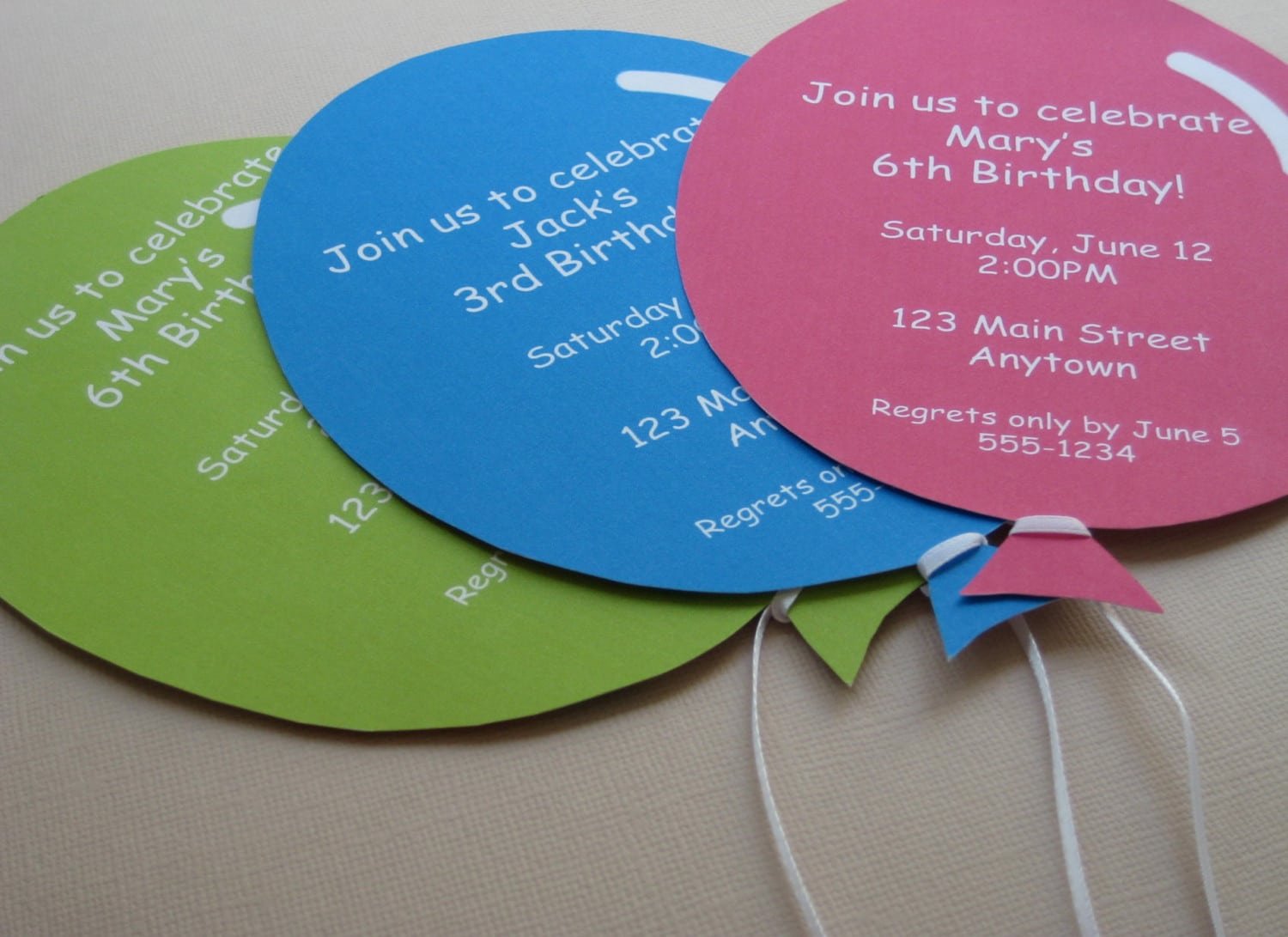 Personalized Balloon Party Invitations Handmade