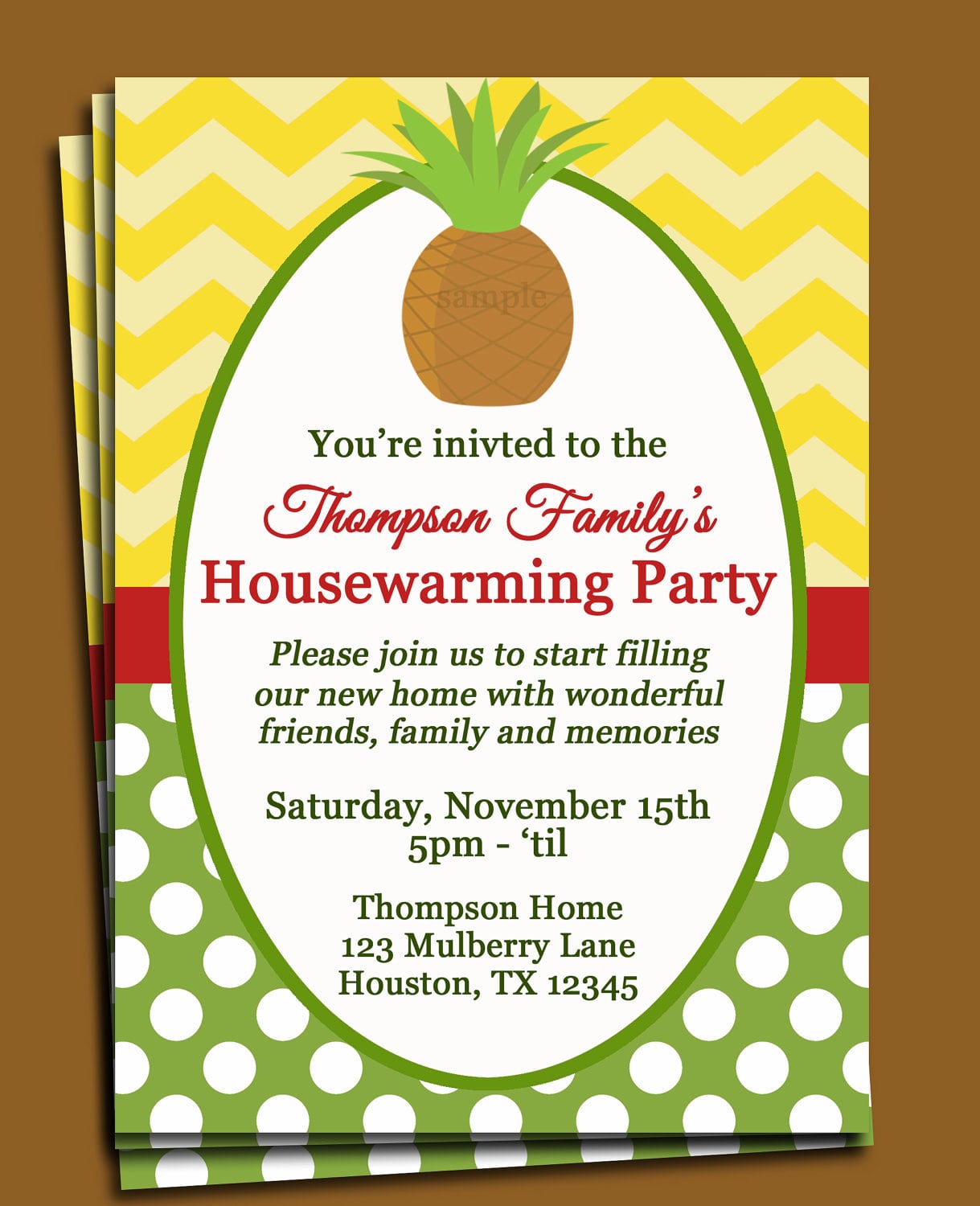 Pineapple Invitation Printable Or Printed With Free Shipping