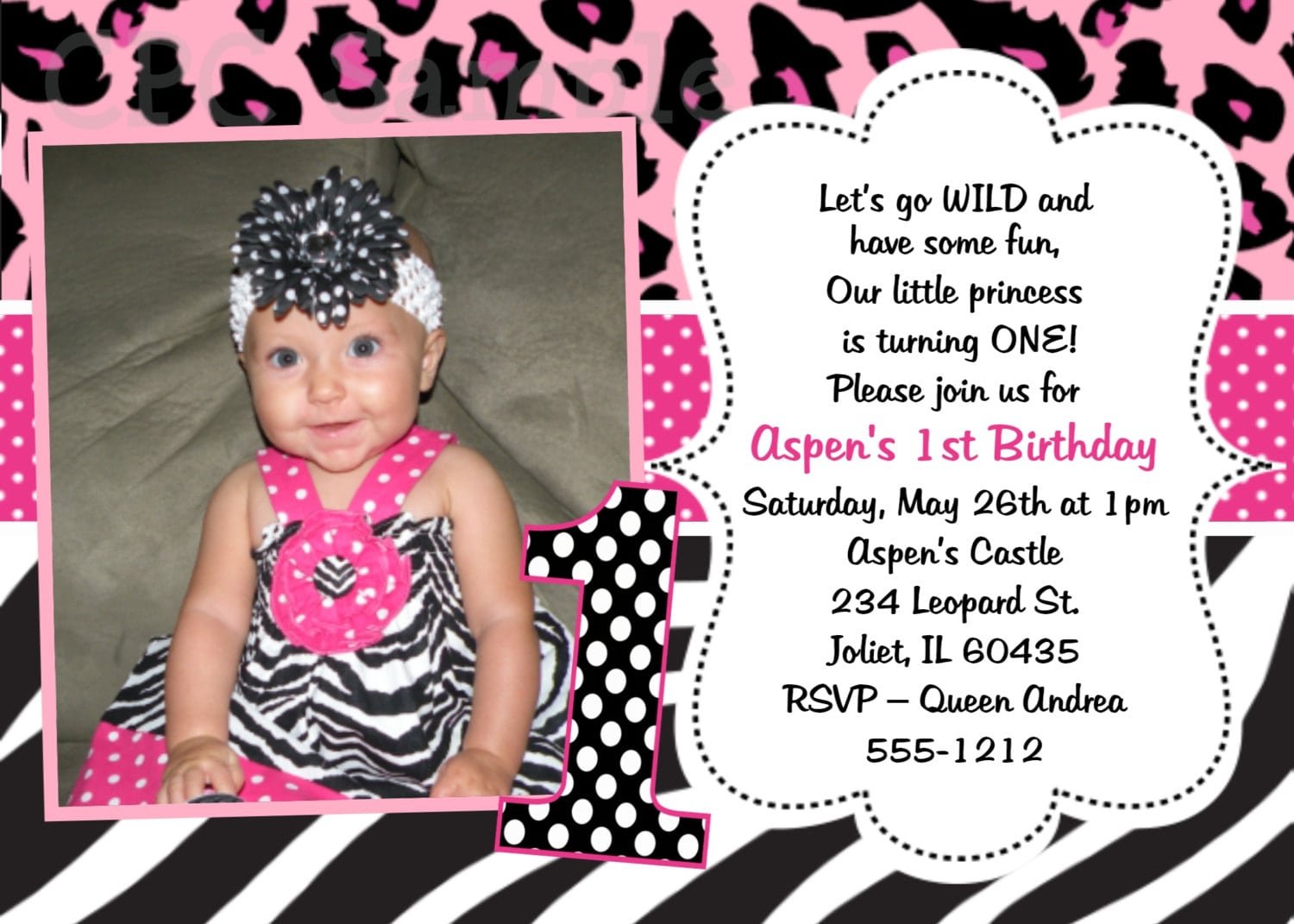 Pink Leopard Print Birthday Invitation Printable Or Printed