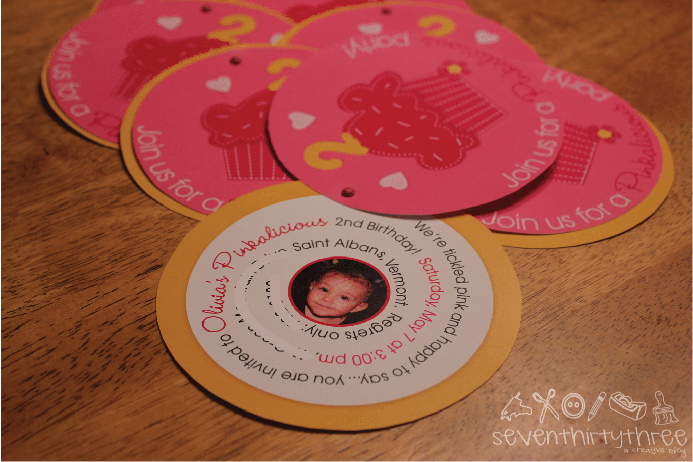 Pinkalicious Birthday Invites And Cupcake Toppers