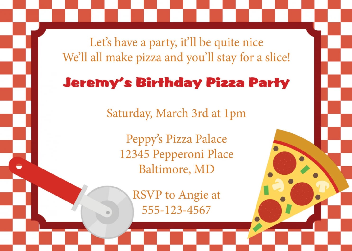 Pizza Party Invitation 2017