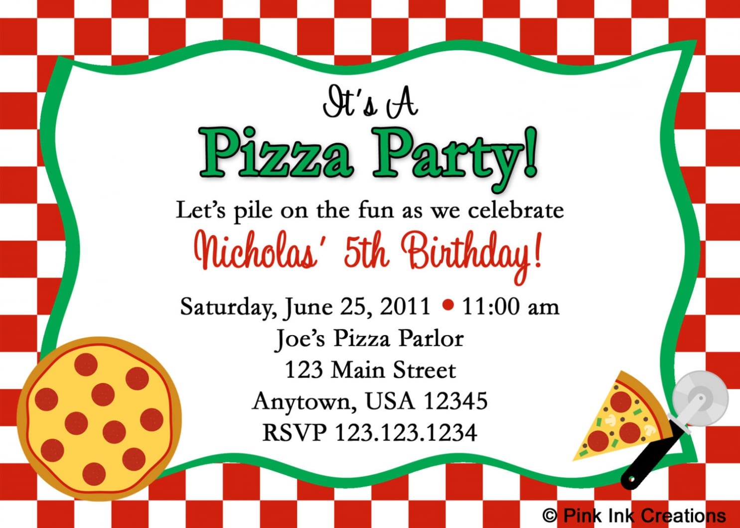 Pizza Party Invitation 2017