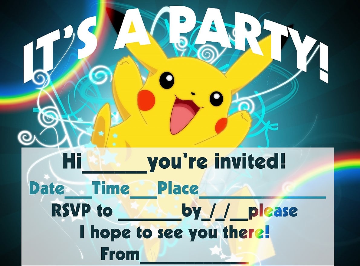 Pokemon Birthday Invitations Free