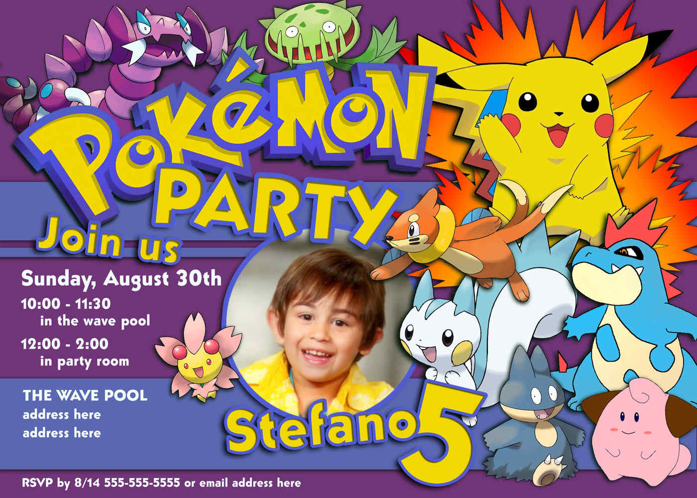 Pokemon Birthday Party Invitations   Cute Pokemon Birthday