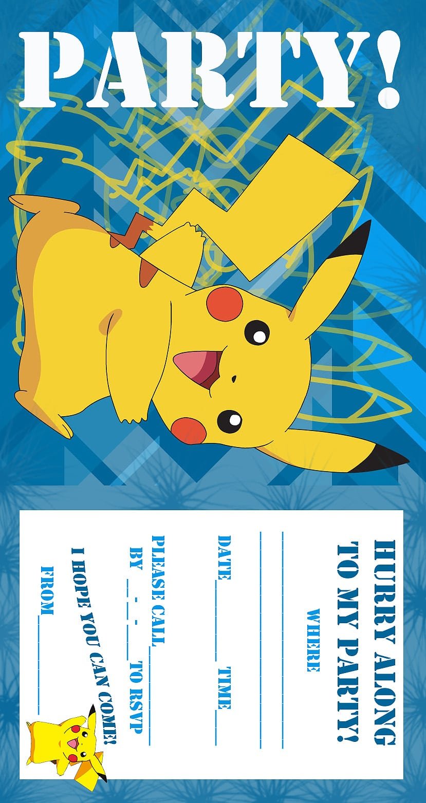 Pokemon Coloring Pages  Birthday Party Invitation Free And