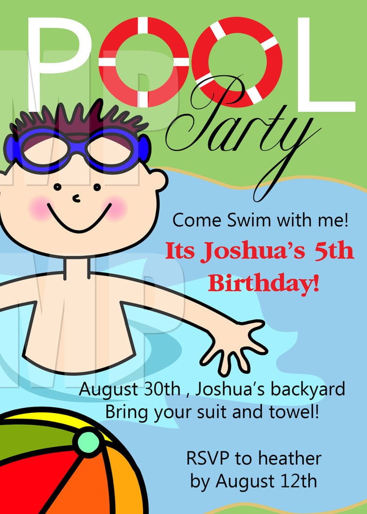 Pool Party Invitations Clipart
