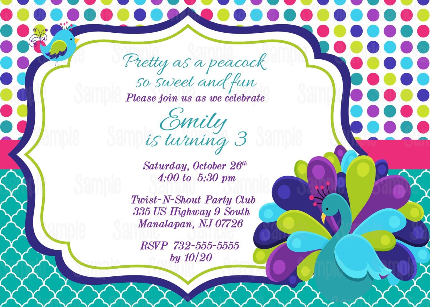 Pretty Peacock Printable Birthday Party Invitation Plus Free Blank