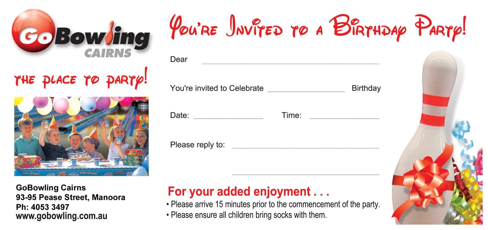 Printable Bowling Party Invitations Free
