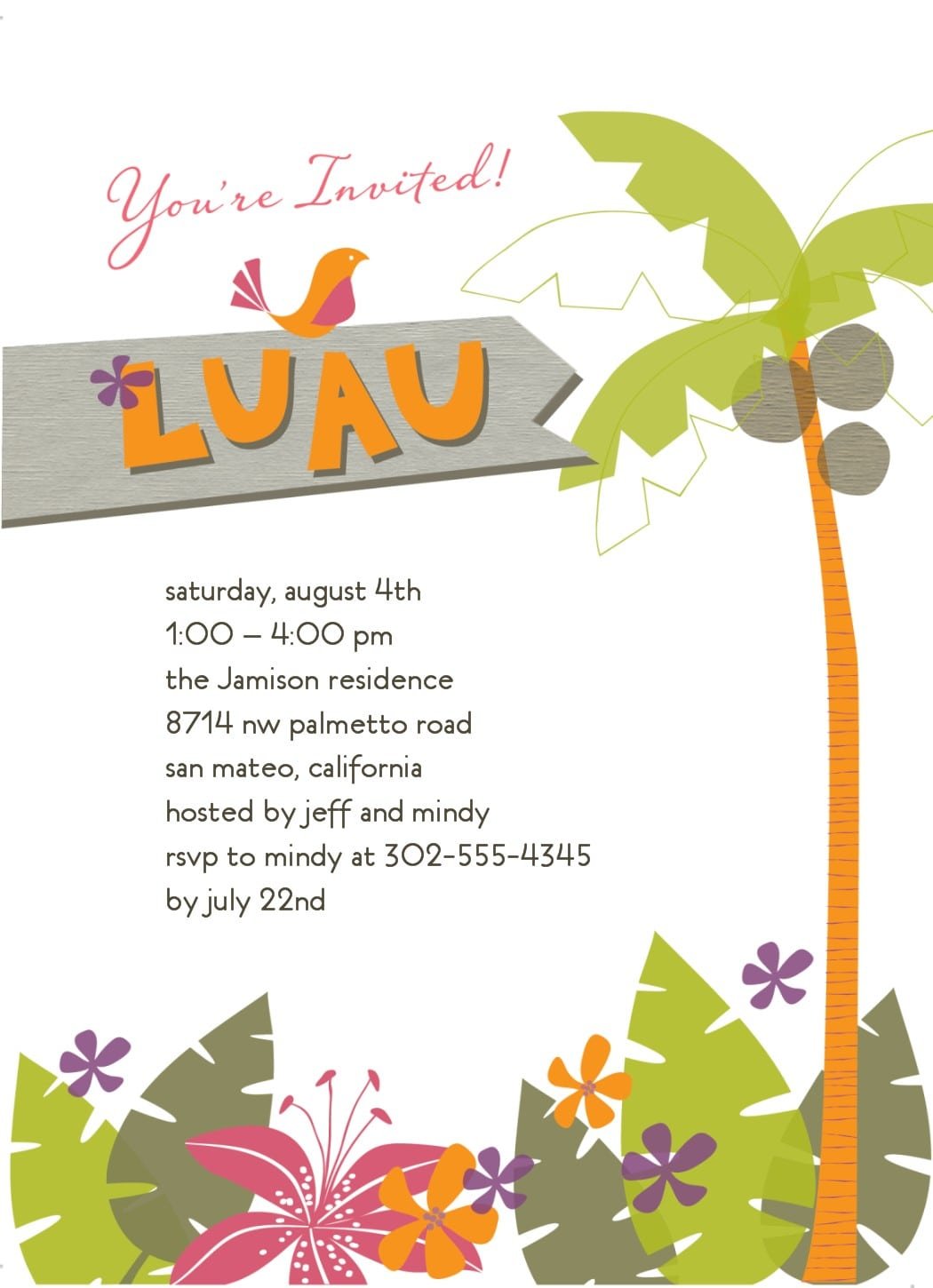 Printable Luau Invitation Clipart