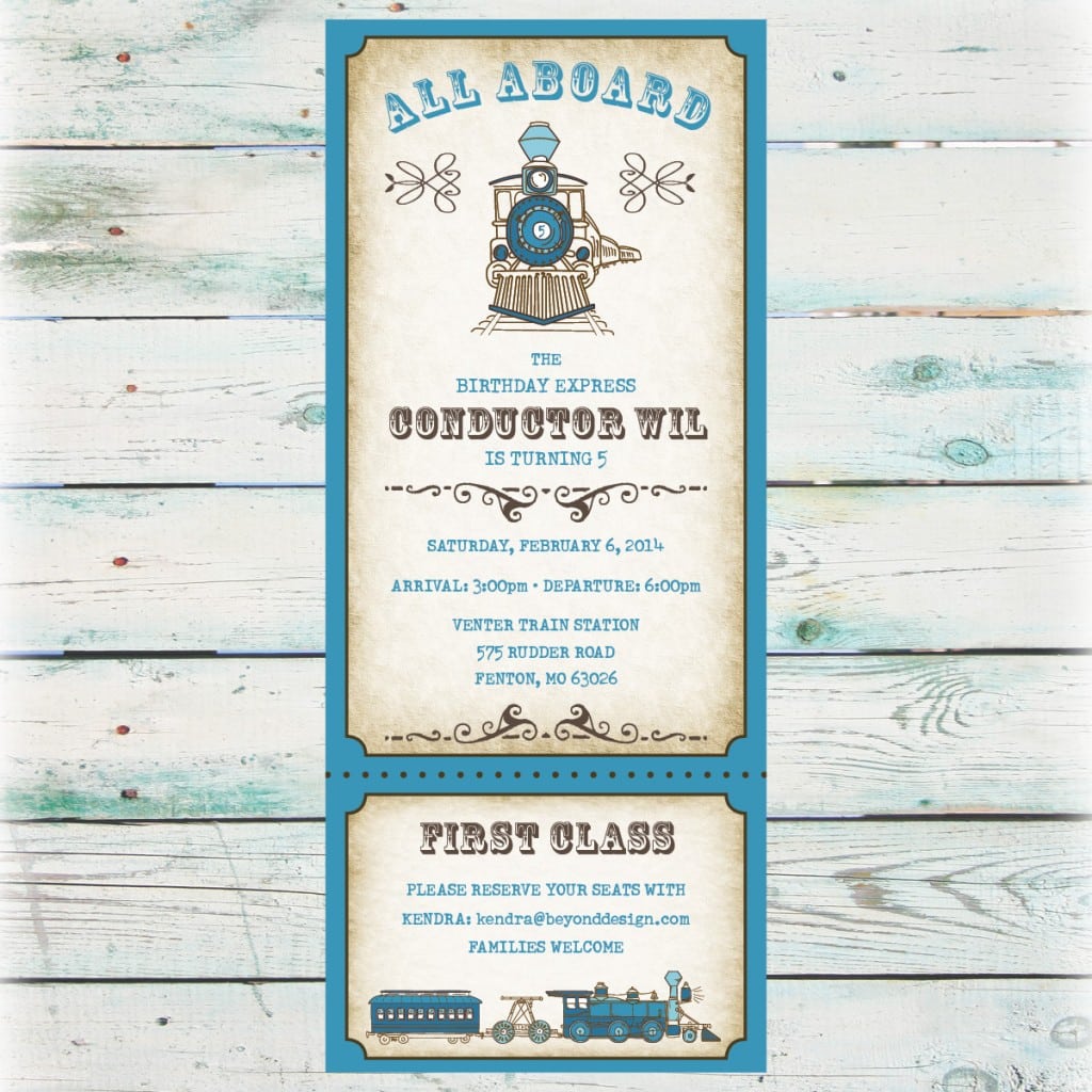 Printable Train Birthday Party Invitation