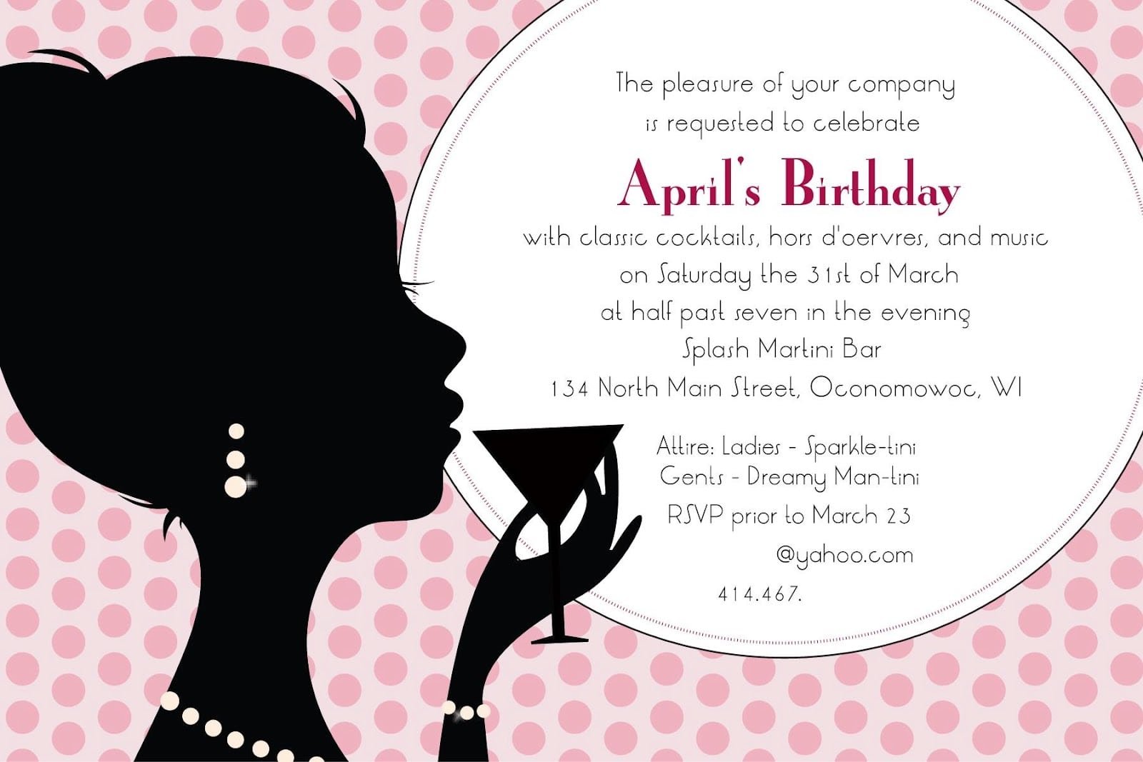 Project Celebration  Martini Party Invitations