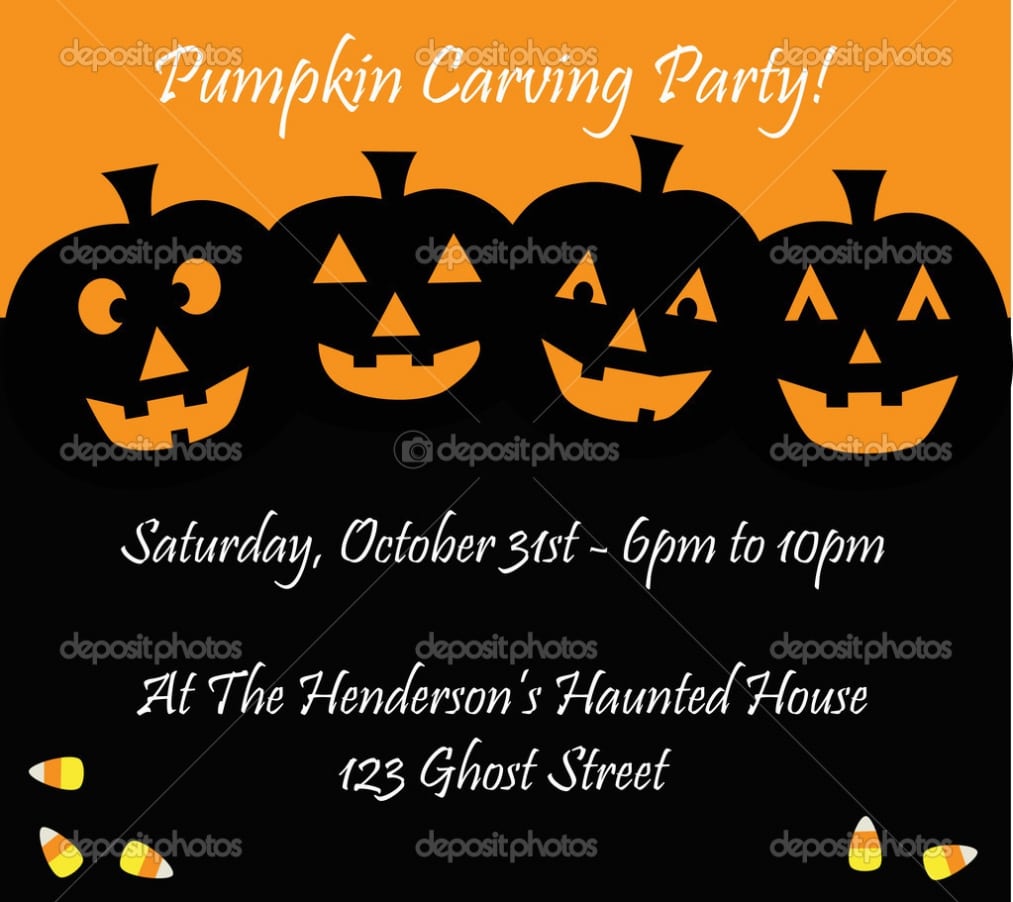 Pumpkin Carving Party Invitation Which Various Color Combination