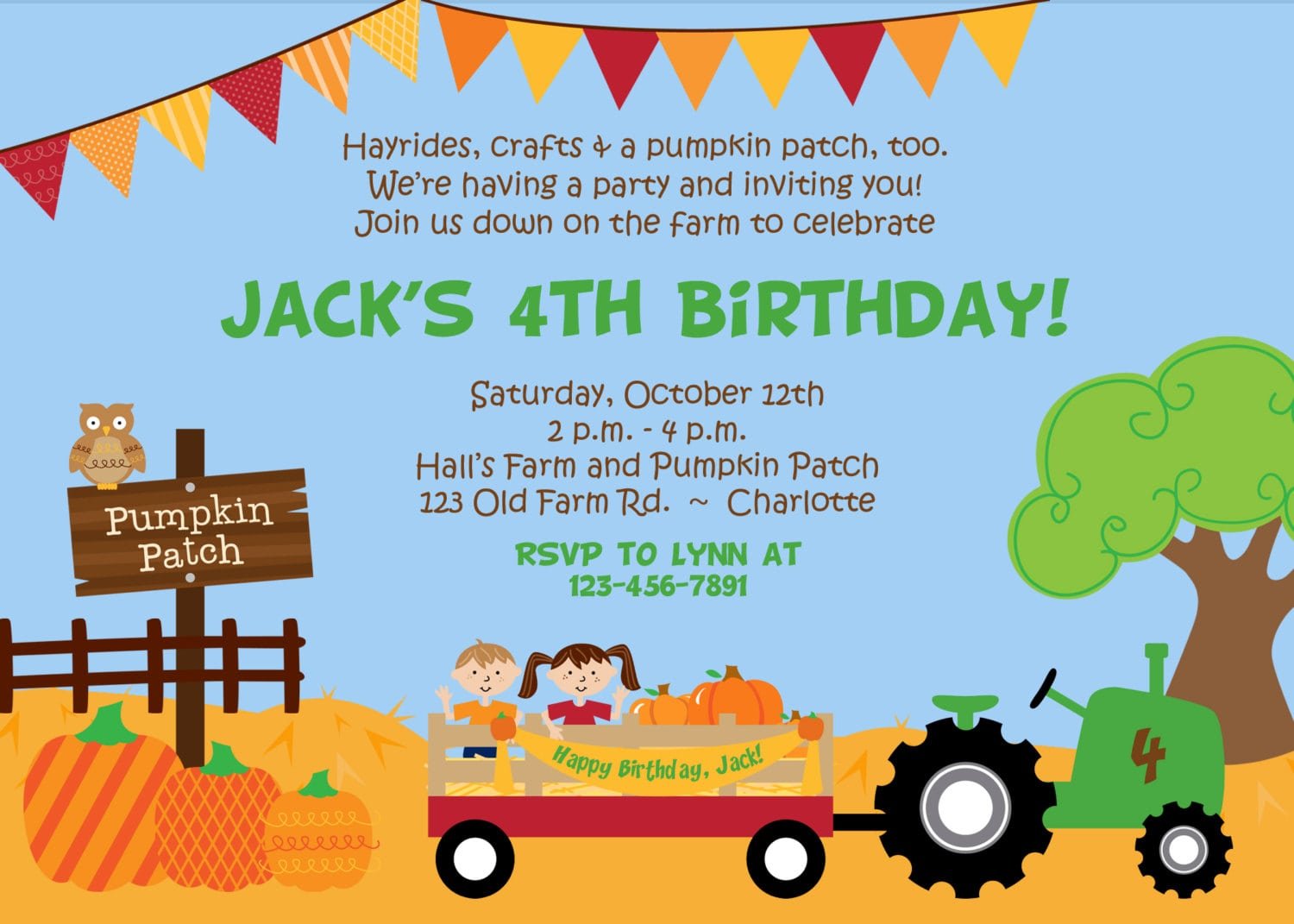 Pumpkin Patch Birthday Party Invitation Farm Birthday