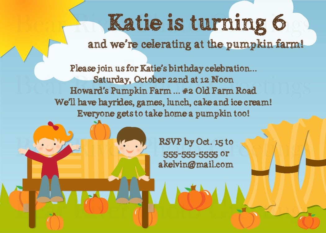 Pumpkin Patch Birthday Party Invitations
