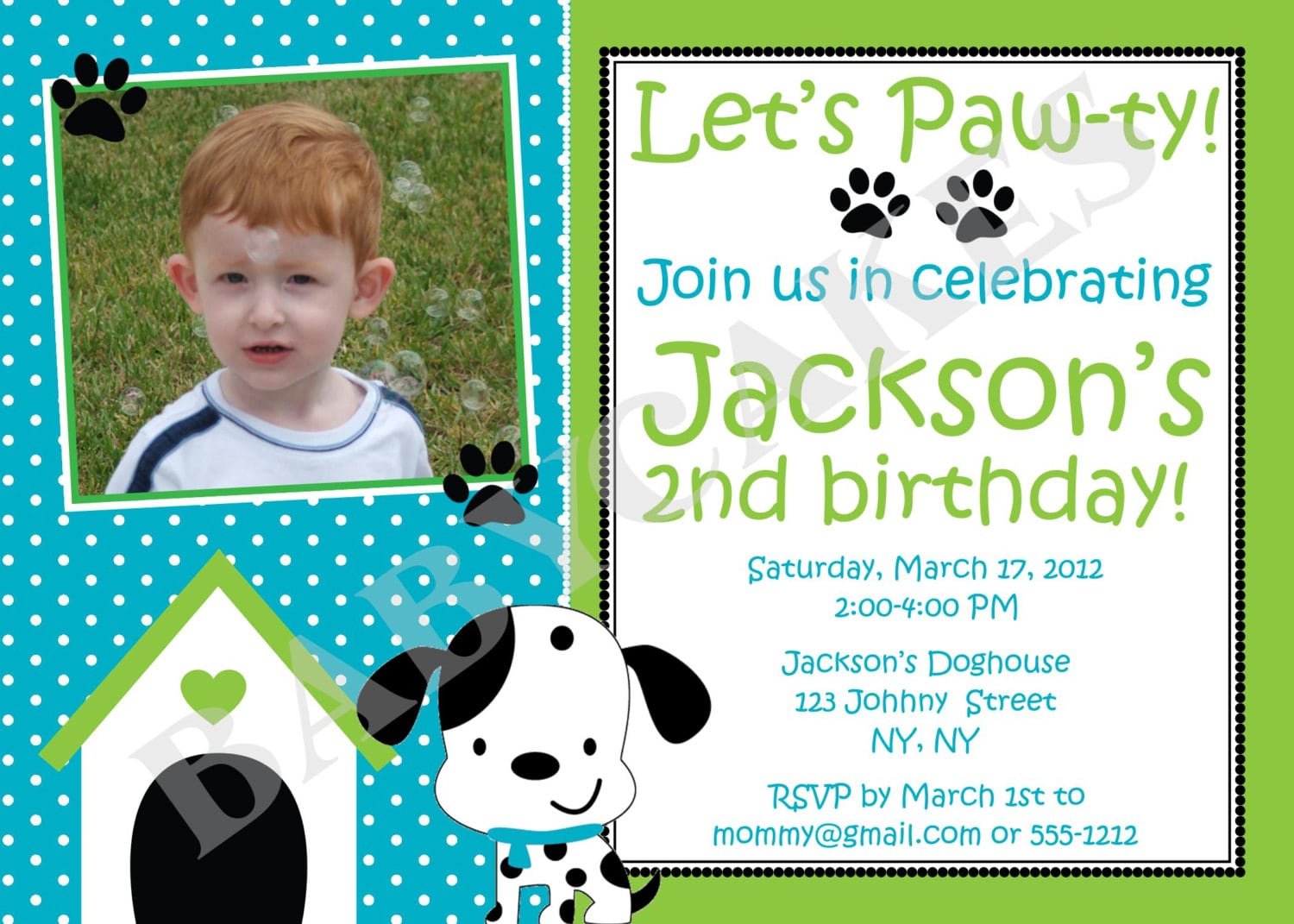 Puppy Party Birthday Invitation Dalmation