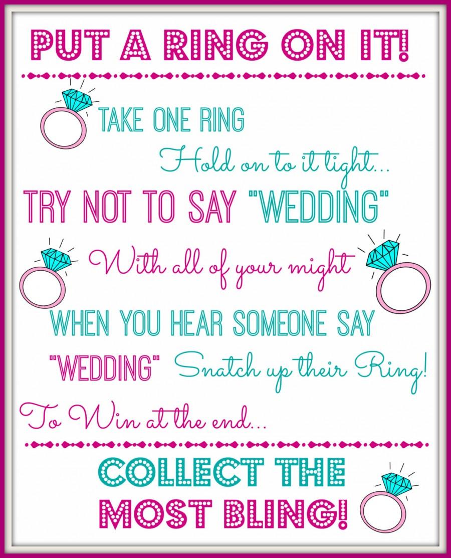 Put A Ring On It Bridal Shower Game Bachelorette Party Game