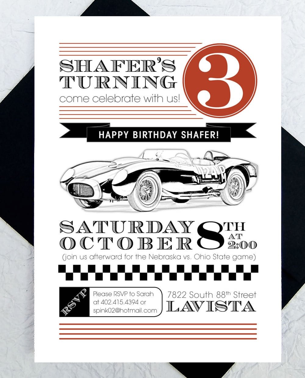 Race Car Party Invitation Pdf Custom Printable Birthday