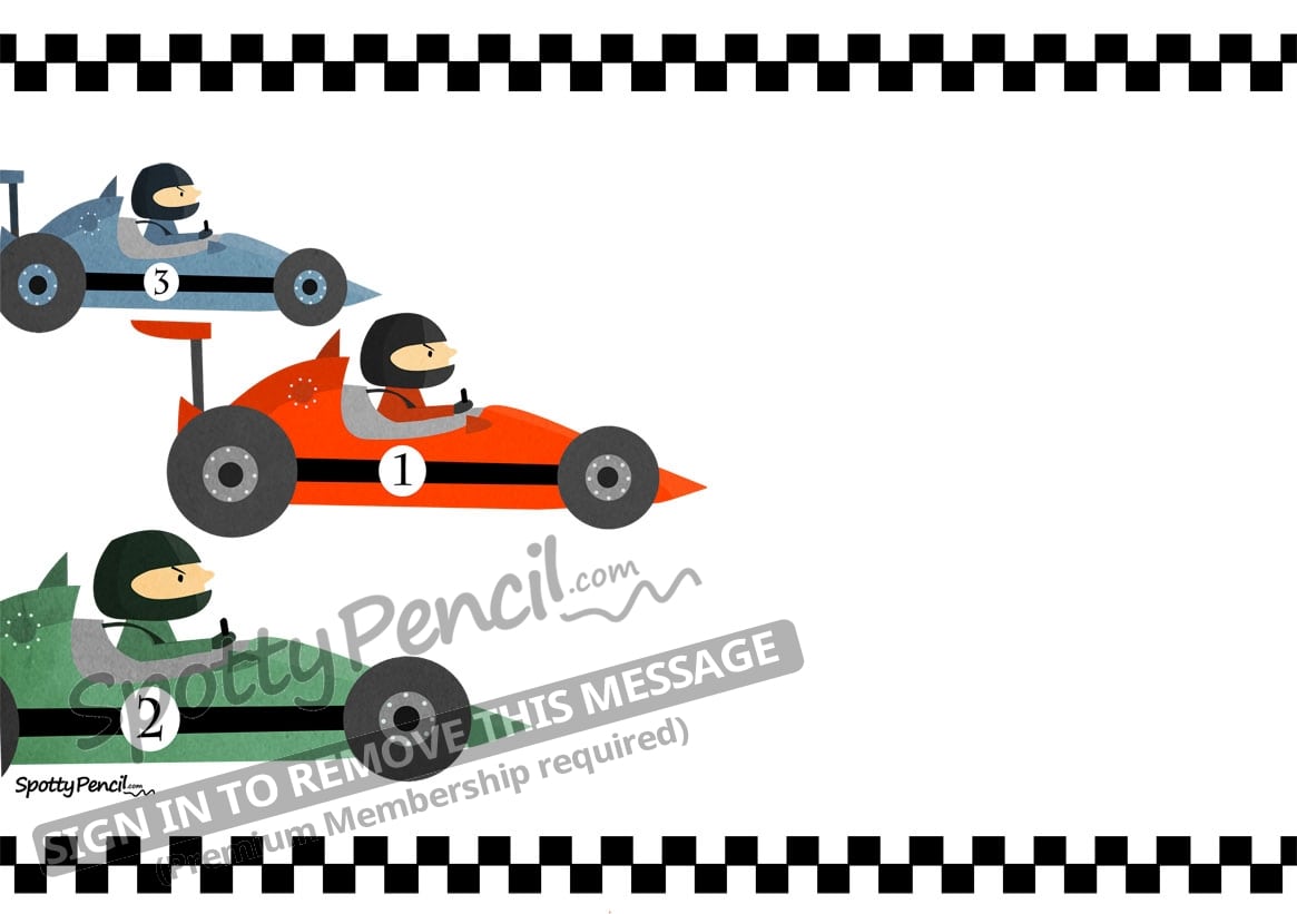 Racing Cars Printable Party Invitation