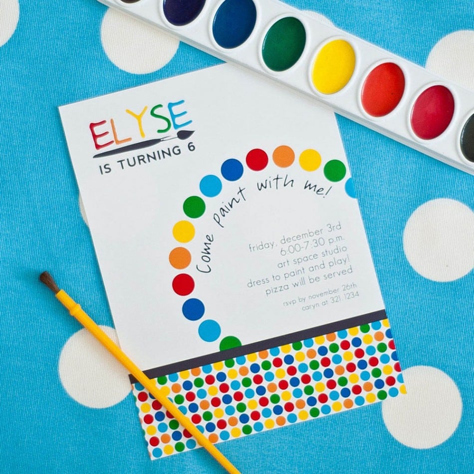 Rainbow Arts & Crafts Birthday Party Printable Invitation
