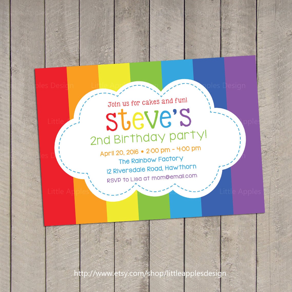 Rainbow Invitation   Rainbow Birthday Invitation   Rainbow Party
