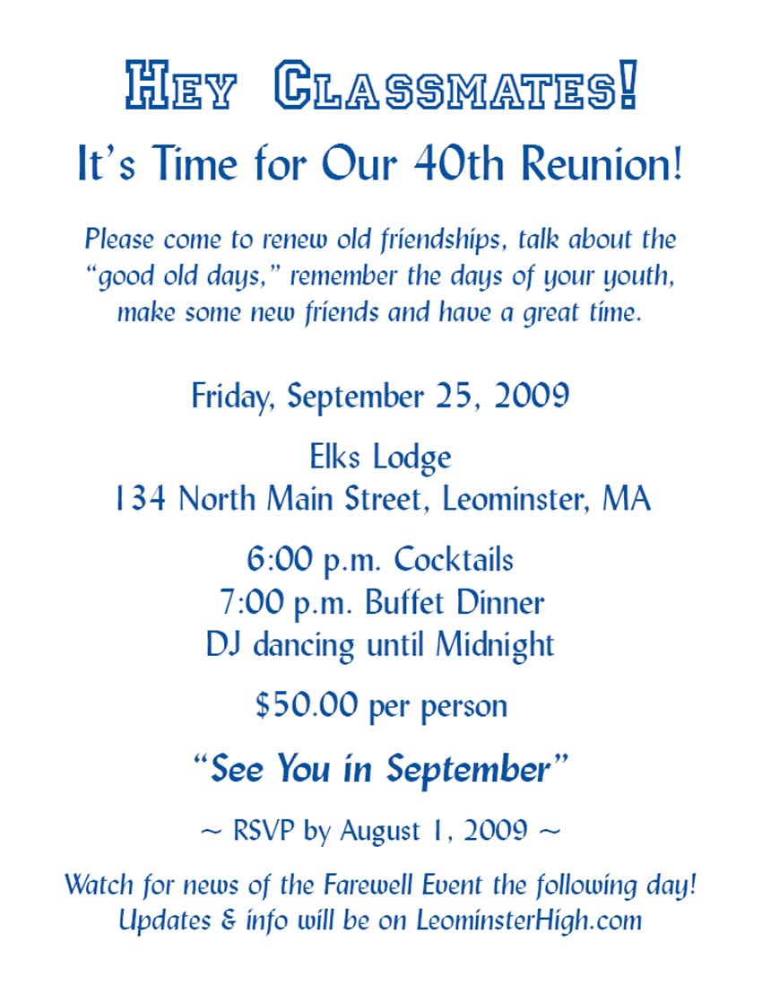 Reunion Party Invitations Printable T Chart How To Write A