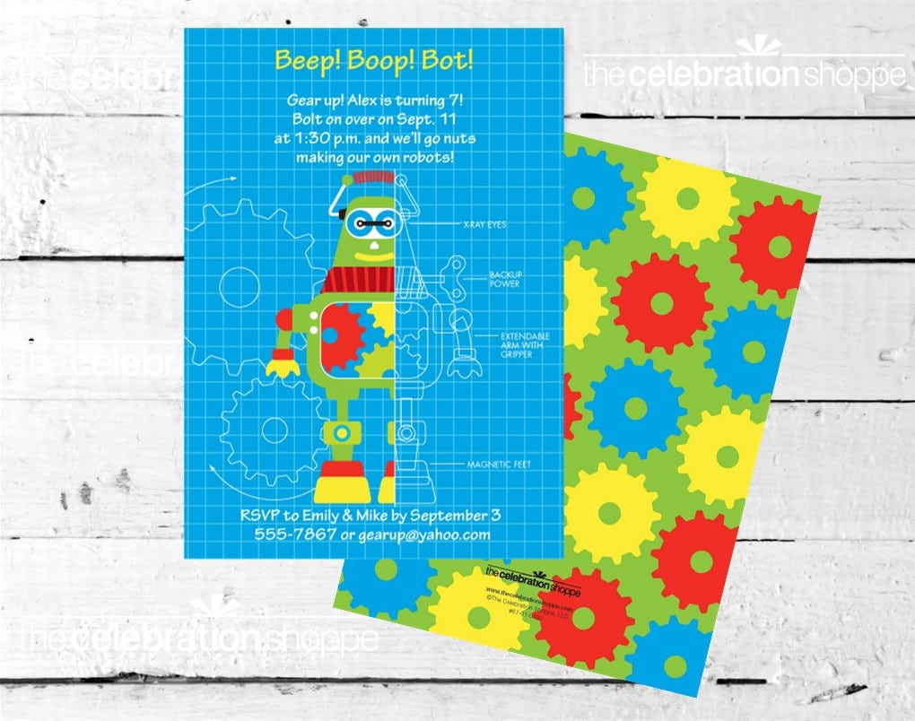 Robot Birthday Party Invitation From The Celebration Shoppe