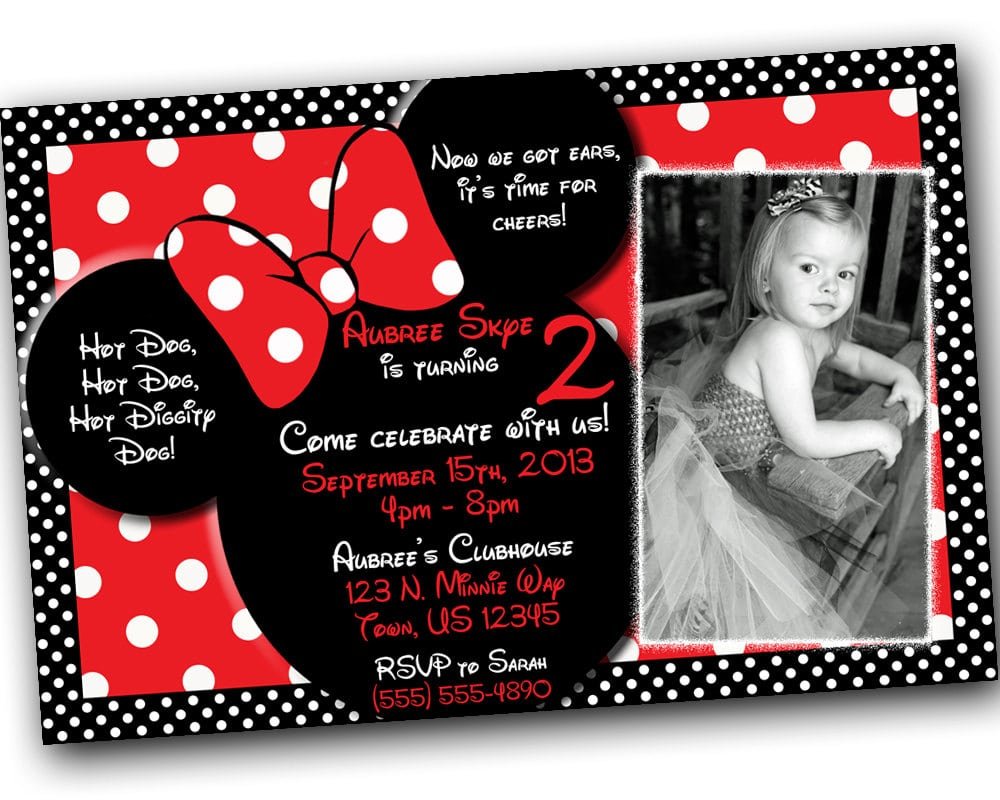 Sale Minnie Mouse Invitations Minnie Mouse Birthday Red