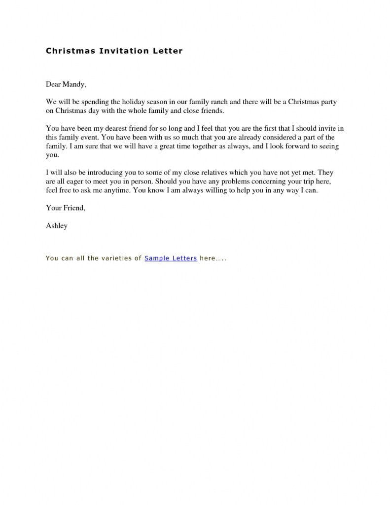 Sample Invitation Letter To New Year Party