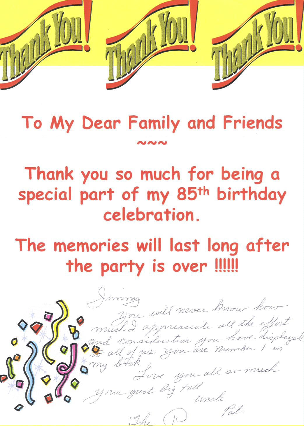 Sample Thank You Letter For Invitation To A Birthday Party  Boy