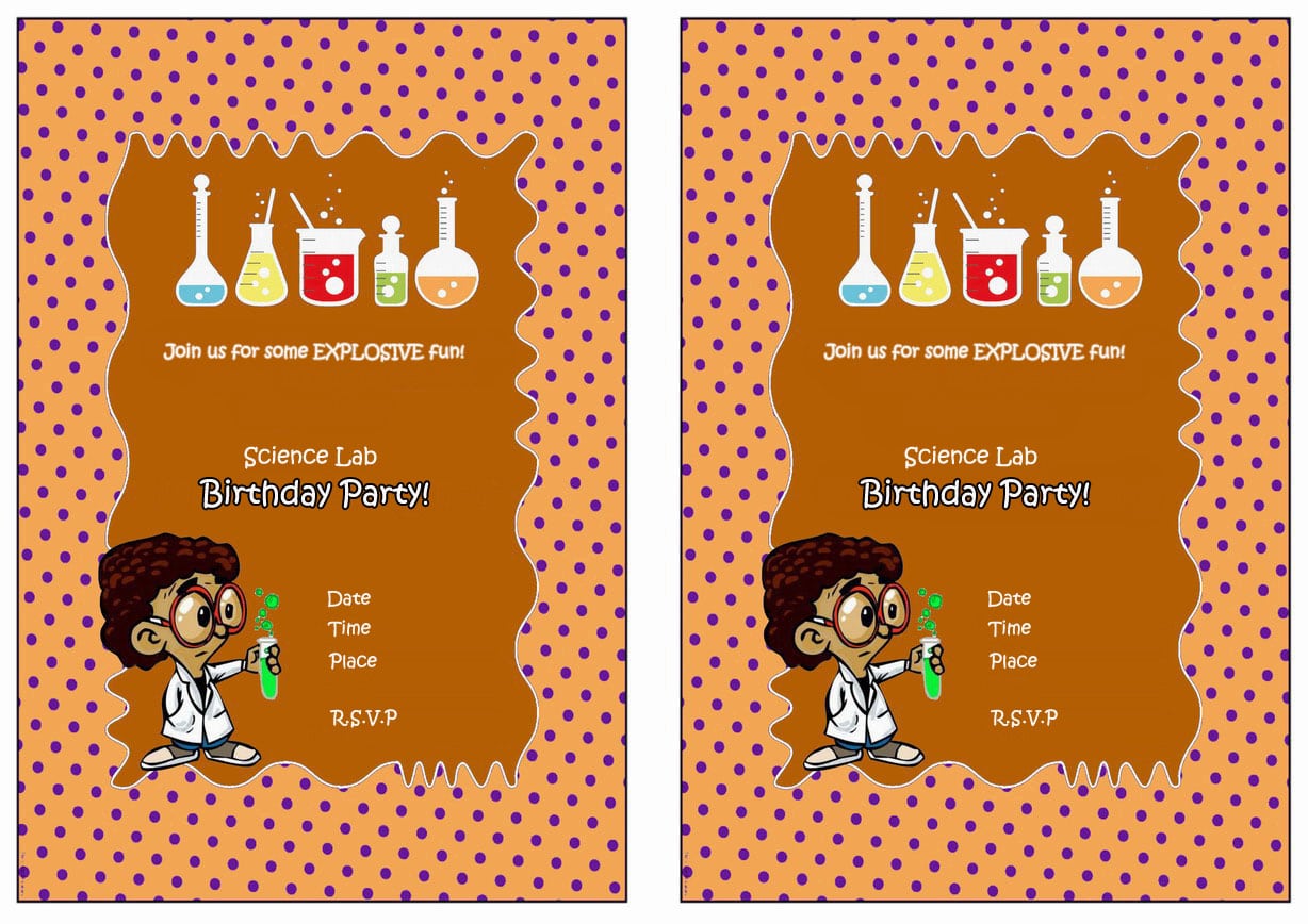 Science Free Printable Birthday Party Invitations