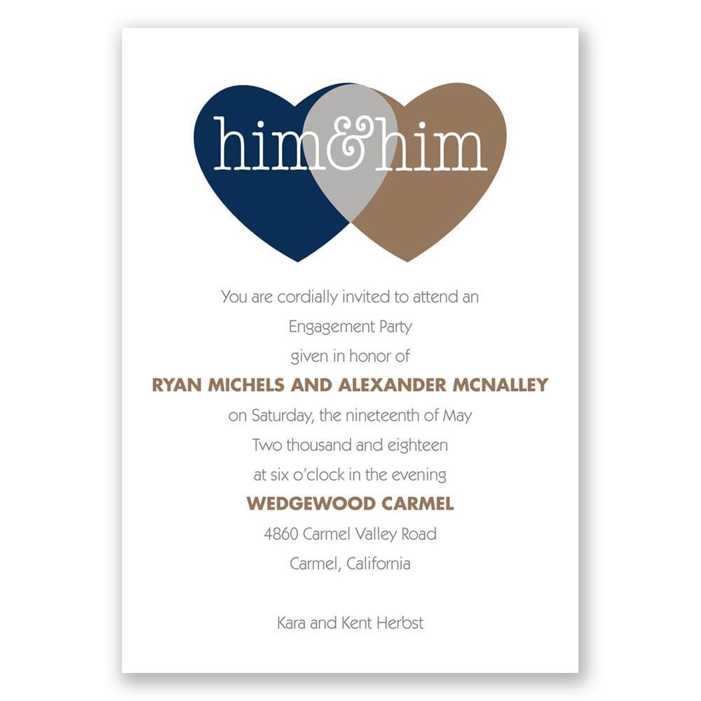 Shared Love Mr  And Mr  Engagement Party Invitation