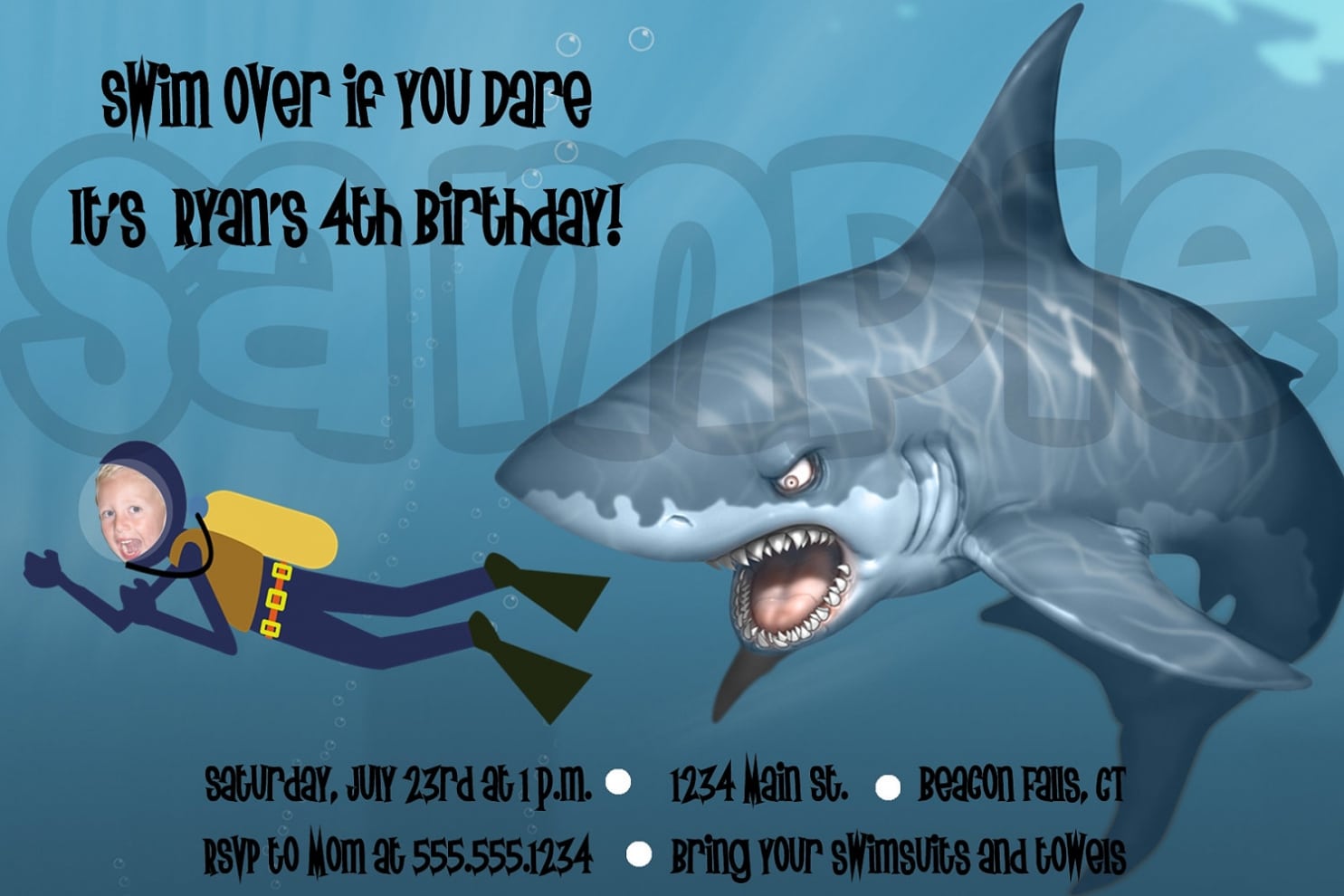 Shark Party Invitations 2017
