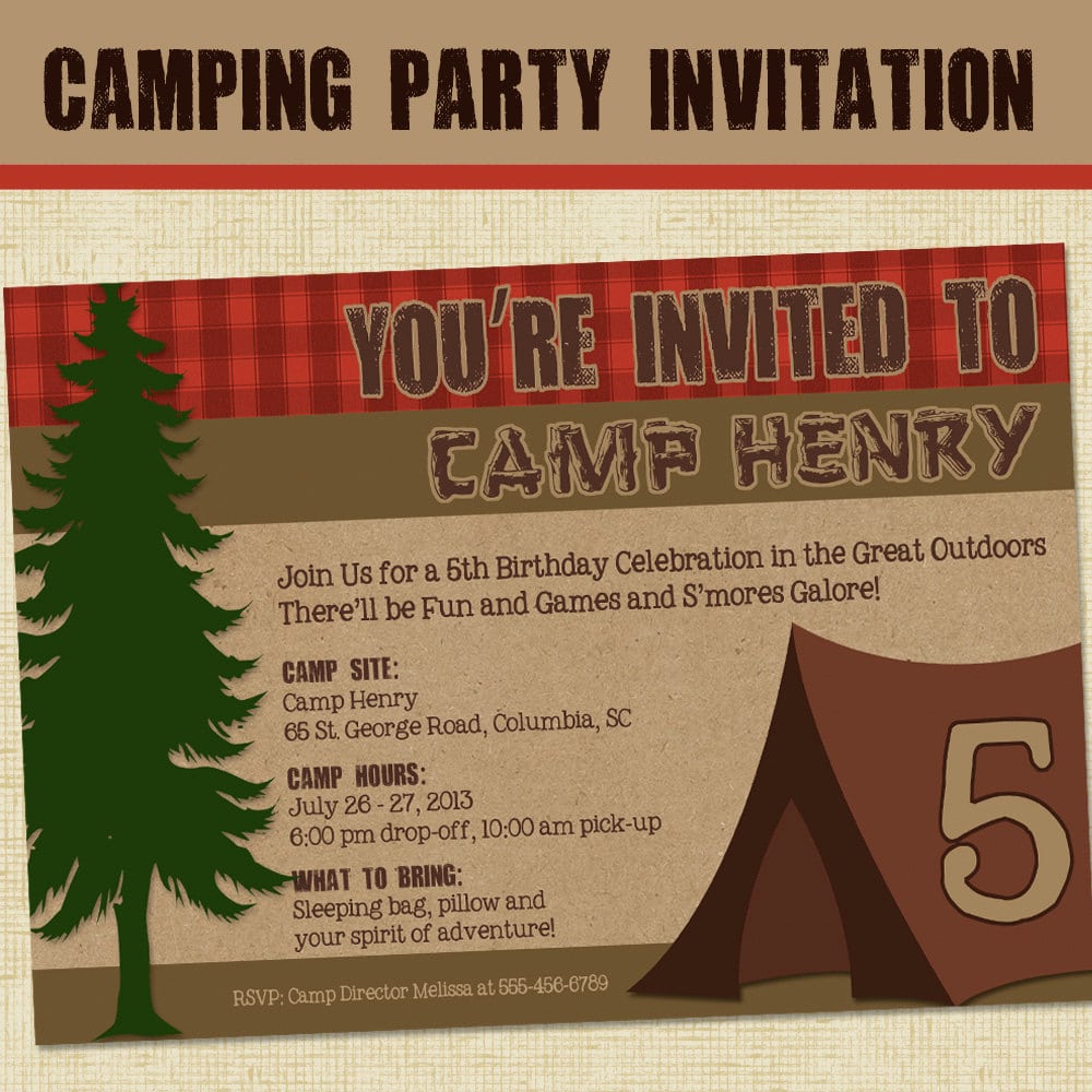 Similiar Camping Printable Birthday Invitations Keywords