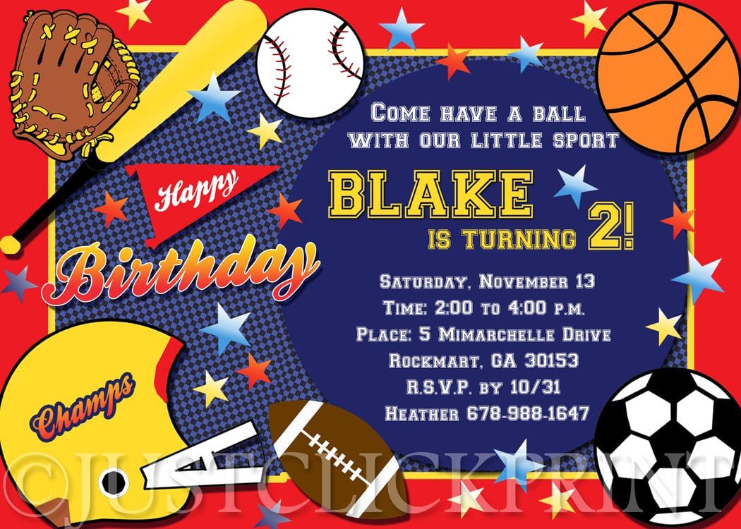 Similiar Sports Birthday Party Invitation Template Keywords