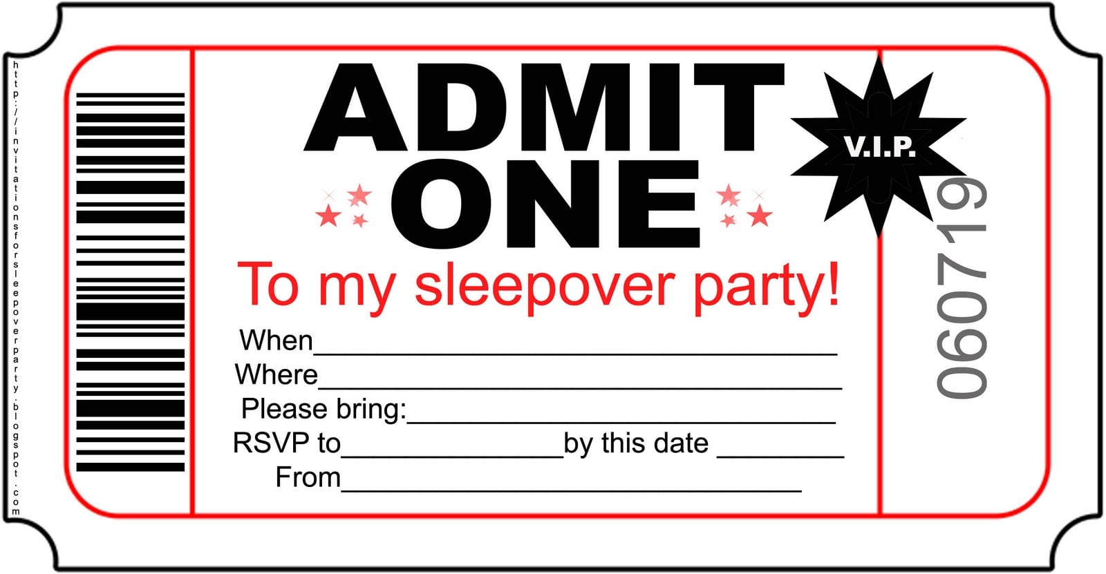 Sleepover Birthday Invitations