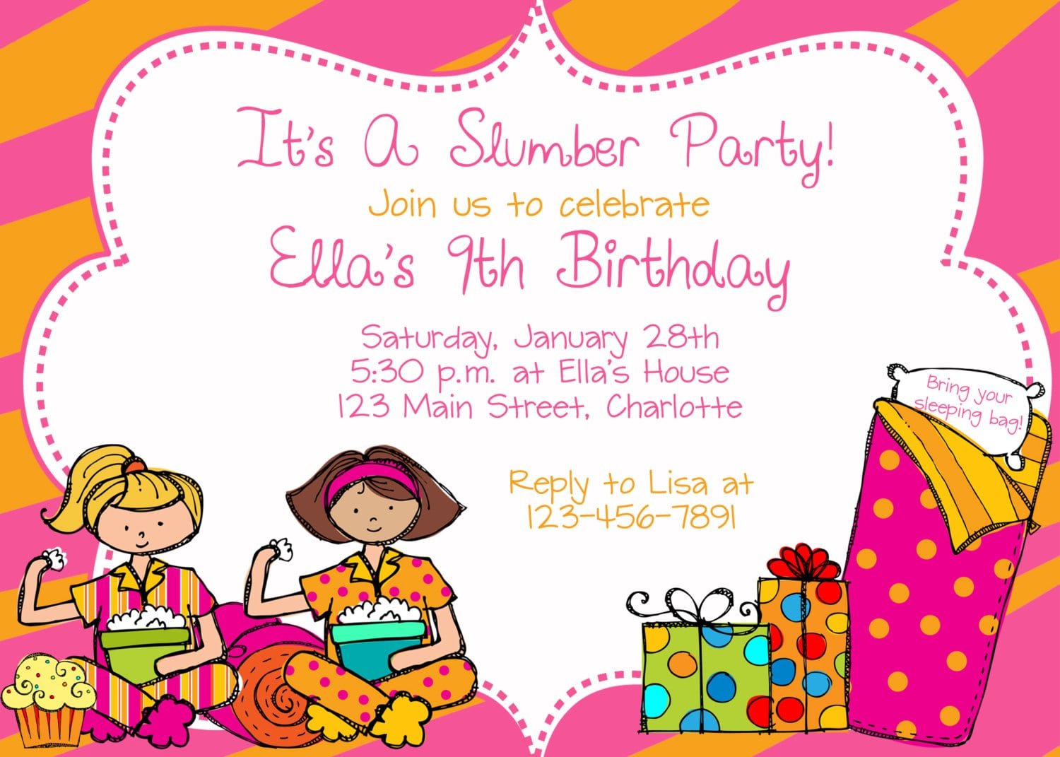 Sleepover Birthday Party Invitations