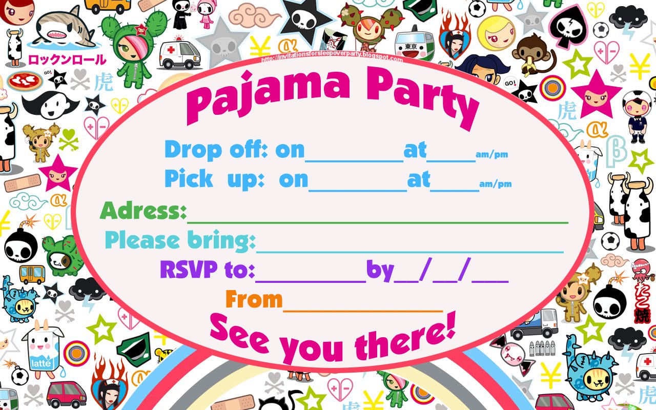Sleepover Birthday Party Invitations