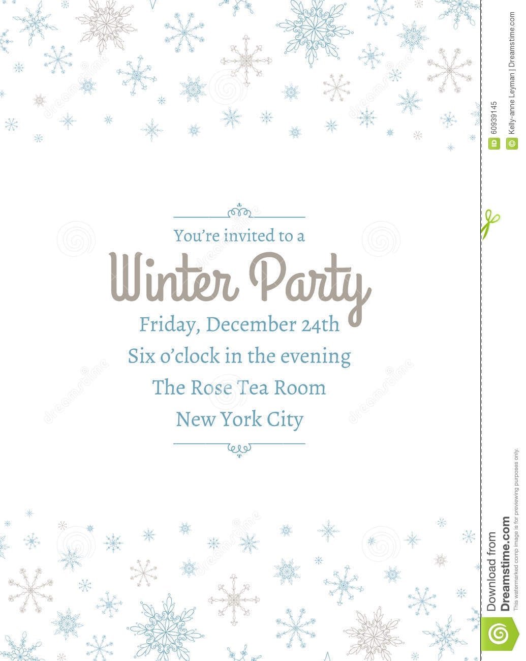 Snowflake Party Invitation Two Stock Vector