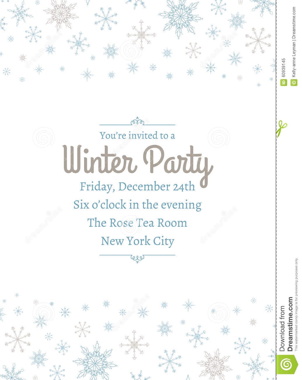 Snowflake Party Invitation Two Stock Vector