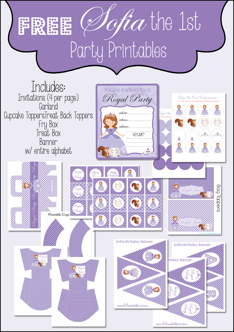 Sofia The First Free Printable Party Set