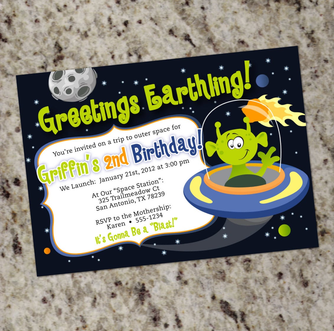 Space Alien Party Invitation
